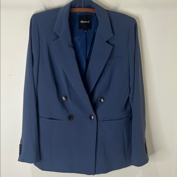 MADEWELL The Rosedale Blazer in Crepe Slate Blue Size 8 - Picture 16 of 16